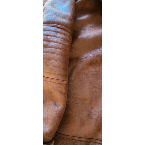 Buffalo David Bitton Men's Brown Faux Leather Sherpa Lined Aviator Jacket 4X Big - Picture 10 of 11